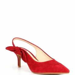 Discount ???? Alex Marie Aaileen Suede Bow Slingback Pumps Crimson Red ????