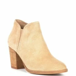 Outlet ???? Alex Marie Gleneva Suede Chelsea Block Heel Booties Hazelnut ????