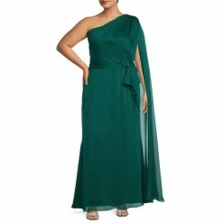 Hot Sale ???? Alex Marie Plus Size Evie Georgette One Shoulder Evening ???? Dress Teal ✔️