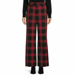 New ???? Alex Marie Rebecca Belted Plaid Wide Leg Pants Black Plaid ????