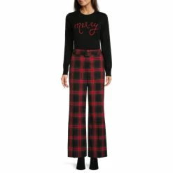 New ???? Alex Marie Rebecca Belted Plaid Wide Leg Pants Black Plaid ???? -Alex Marie shop unnamed file 642