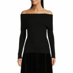 Best reviews of ???? Alex Marie Whitney Off-the-Shoulder Long Sleeve Sweater Black ????