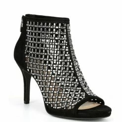 New ✨ Alex Marie Livia Suede Embellished Peep Toe Platform Shooties Black ????