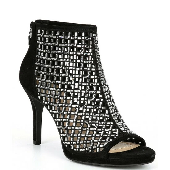 New ✨ Alex Marie Livia Suede Embellished Peep Toe Platform Shooties Black ???? 1 New ✨ Alex Marie Livia Suede Embellished Peep Toe Platform Shooties Black ????