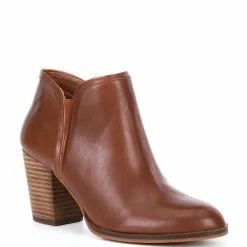 Promo ???? Alex Marie Gleneva Leather Chelsea Block Heel Western Booties Capri Tan ????