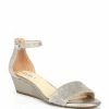 Discount ❤️ Alex Marie MairiTwo Metallic Leather Ankle Strap Wedge ???? Sandals New Light Grey/ceylon ????