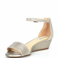 Discount ❤️ Alex Marie MairiTwo Metallic Leather Ankle Strap Wedge ???? Sandals New Light Grey/ceylon ???? -Alex Marie shop unnamed file 680