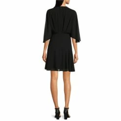 Wholesale ???? Alex Marie Carissa Chiffon V-Neck 3/4 Flutter Cape Sleeve Belted A-Line ???? Dress Black ???? -Alex Marie shop unnamed file 691