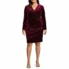 Outlet ???? Alex Marie Plus Size Nikki Stretch Velvet Ruched Social Sheath ???? Dress Mahogany ✨