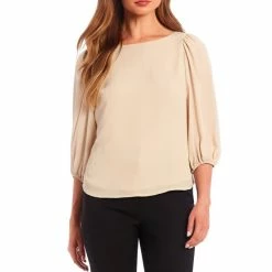 Coupon ???? Alex Marie Woven Georgette Boat Neck 3/4 Sleeve Lori Blouse Olive ???? -Alex Marie shop unnamed file 712