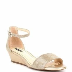 Buy ✔️ Alex Marie Mairitwo Metallic Leather Ankle Strap Wedge ???? Sandals New Nude/totes Gold ????