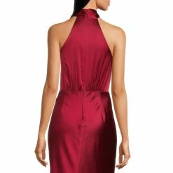 Best deal ✨ Alex Marie Vivienne Stretch Satin Ruched Twist Halter Sheath Gown Scarlett ⌛ -Alex Marie shop unnamed file 772