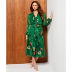Best deal ???? Alex Marie Petite Size Hayden V-Neck Long Sleeve Pleated Palm Floral Print ???? Dress Palm Multi ???? -Alex Marie shop unnamed file 782