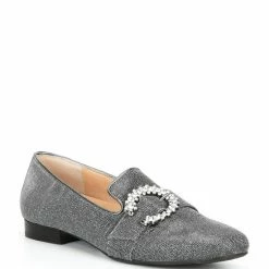 Discount ???? Alex Marie Andrean Glitter Mesh Jewel Buckle Loafers Pewter ✨