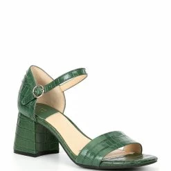 Cheap ???? Alex Marie Aidrea Croco Print Ankle Strap Block Heel ???? Sandals Sweet Caramel ????