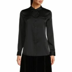 Brand new ???? Alex Marie Piper Button Front Collar Long Sleeve Satin Blouse Black ????