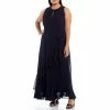 Buy ???? Alex Marie Plus Size Colette Sleeveless Keyhole Round Neck Maxi ???? Dress Navy ⌛