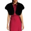 Wholesale ???? Alex Marie Jillian Faux Fur V-Neck Cap Sleeve Cover Up Black ????