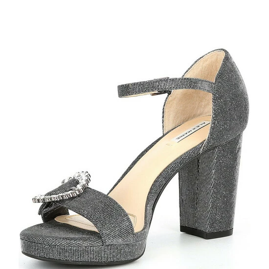 Promo ???? Alex Marie Janessa Glitter Mesh Jewel Buckle Platform ???? Dress ???? Sandals Pewter ???? 4 Promo ???? Alex Marie Janessa Glitter Mesh Jewel Buckle Platform ???? Dress ???? Sandals Pewter ???? - Image 4