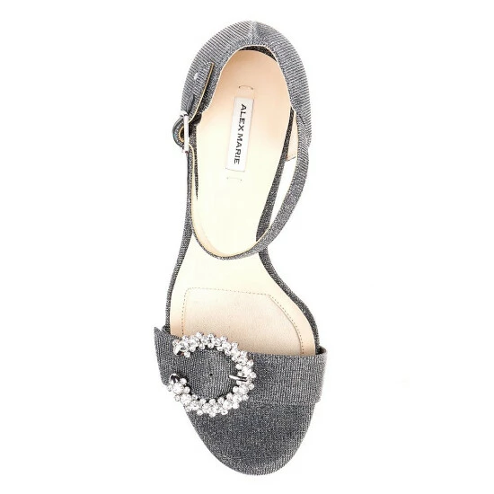 Promo ???? Alex Marie Janessa Glitter Mesh Jewel Buckle Platform ???? Dress ???? Sandals Pewter ???? 5 Promo ???? Alex Marie Janessa Glitter Mesh Jewel Buckle Platform ???? Dress ???? Sandals Pewter ???? - Image 5