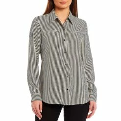 Cheapest ???? Alex Marie Piper Crepe De Chine Stripe Point Collar Long Sleeve Button Front Blouse ????