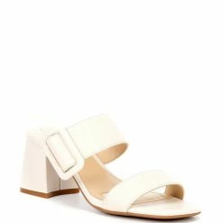 Best Sale ???? Alex Marie AlayneTwo Buckle Detail Block Heel ???? Sandals Cloud White ????