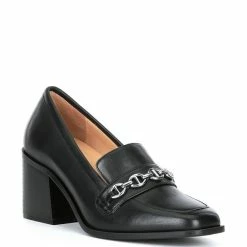 Promo ⌛ Alex Marie Farin Leather Chain Hardware Loafer Pumps Black ????