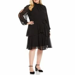 Brand new ???? Alex Marie Plus Size Rosalia Long Split Sleeve Mock Neck ???? Dress Black ????